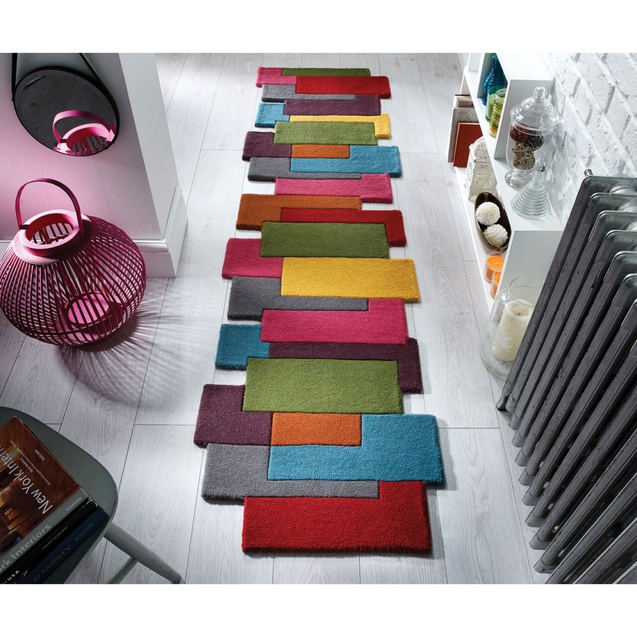 Collage színes gyapjú szőnyeg, 60 x 230 cm - Flair Rugs