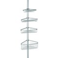 Etajera de colt extensibila pentru baie York Telescopic, iDesign, 28x20.5x150 cm, otel, argintiu