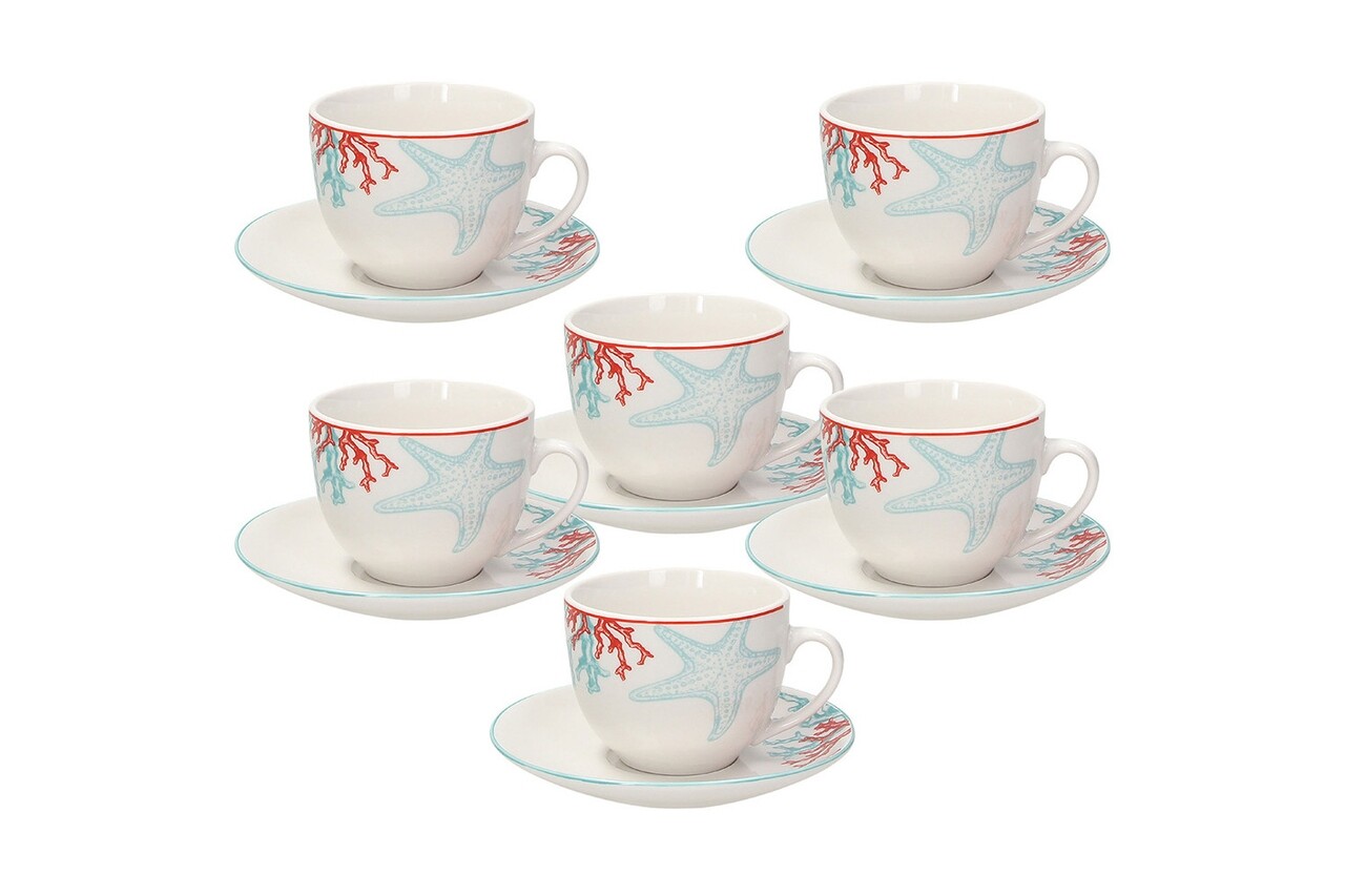 6 csésze készlet tányérral, Metropolis Alyssa, Tognana, 260 ml, porcelán, sokszínű