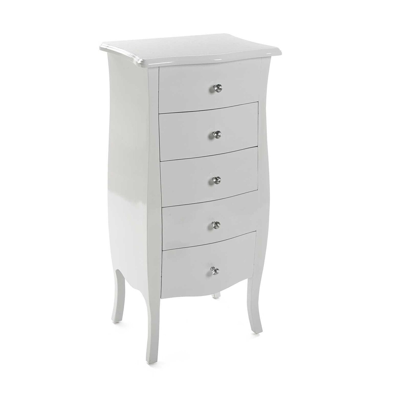 Cagliari White Komód 5 fiókkal, Versa, 48x36x100 cm, fenyőfa