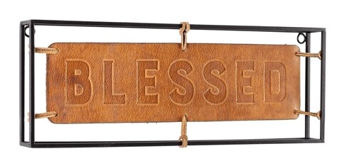 Blessed Fali dekoráció, 45.5 x 3.8 x 16 cm, acél/ökológikus bőr