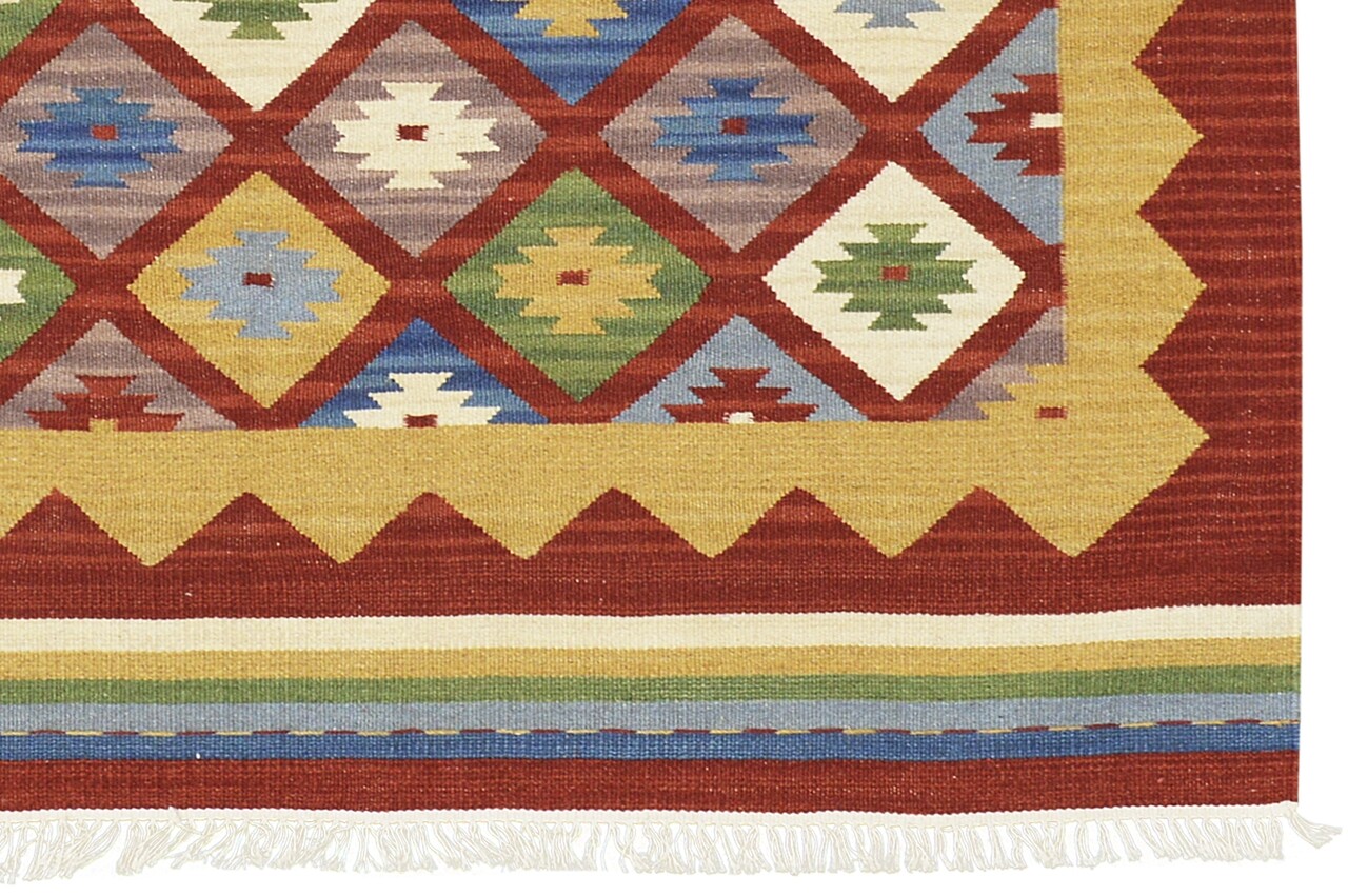 Kilim Szőnyeg, Kilim Classic K-14 Red, Baketo, 100% új-zélandi Gyapjú, Kézzel Készített, 75x125 Cm