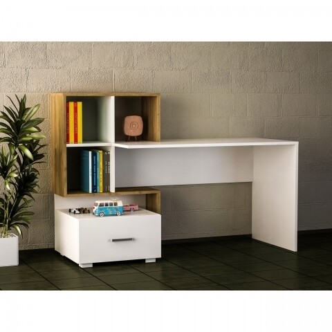 Wooden Art Íróasztal, Bloom White Walnut, 152,7x105,6x60 cm