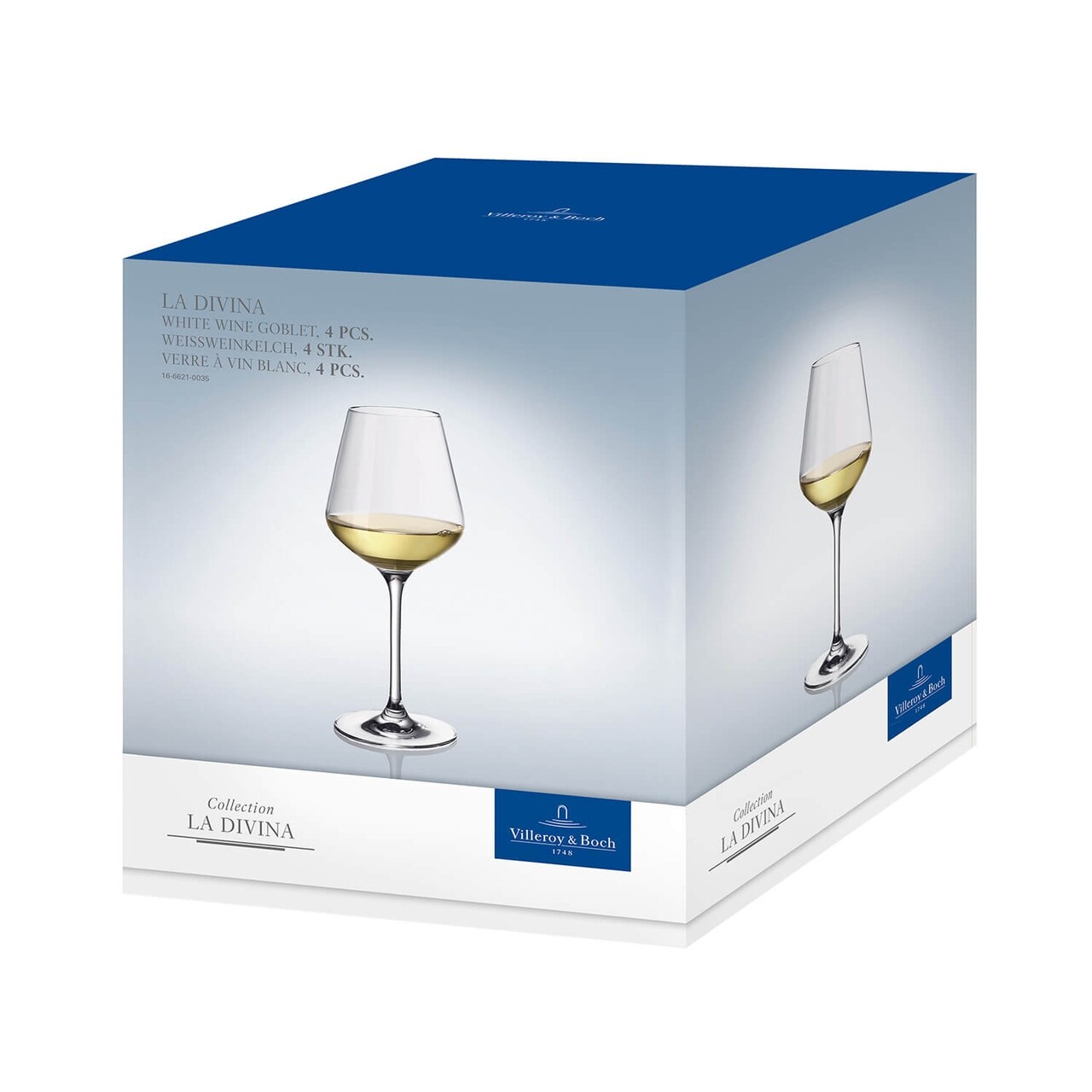 4 Pohár Fehérbor Készítéséhez, Villeroy & Boch, La Divina, 380 Ml, Kristálypalack