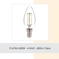 LED Izzó, Sage, E14 Düz - White, E14, 4 W, 6500K, 450 Lm, üveg