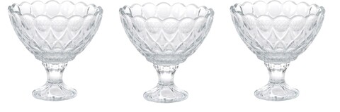 3 db-os csésze készlet Romatic fagylalthoz, 200 ml, 9,7x9,5 cm, üveg, átlátszó