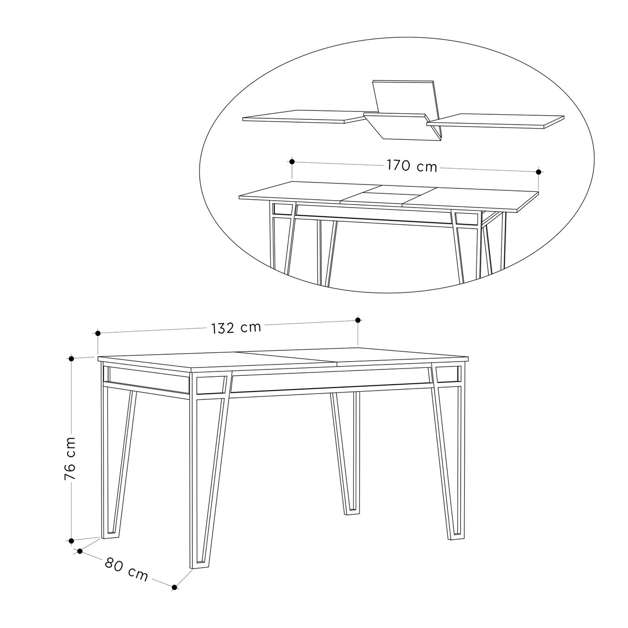 Decortie Kihúzható Asztal, 132 / 170x80x76 Cm, Melaminált PAL, Tölgyfa