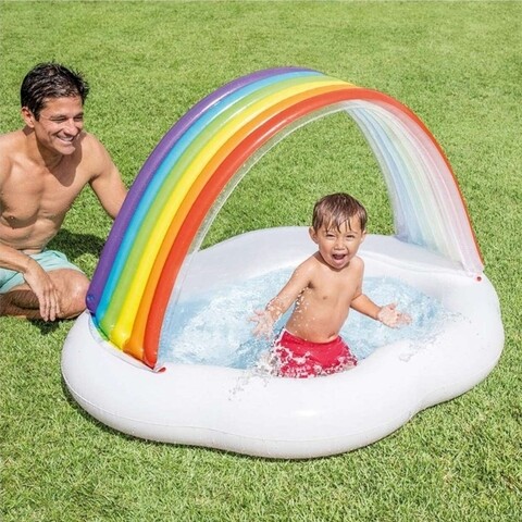 Rainbow Felfújható medence, 82 L, 142x119x84 cm, polivinil, színes