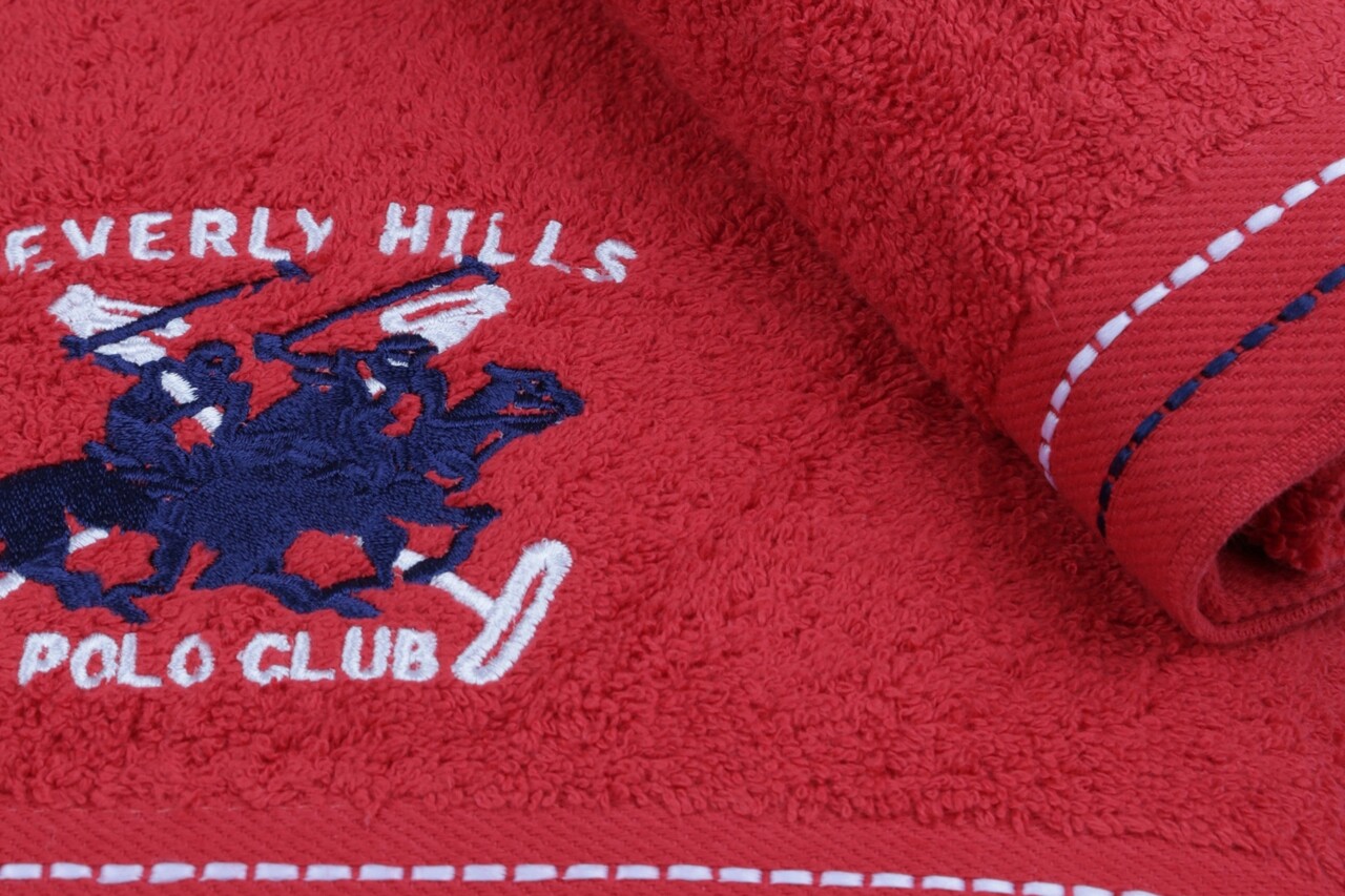 Beverly Hills Polo Club 2 Darabos Fürdőszobai Törölköző Szett, 401, 70x140 Cm, 100% Pamut, Piros