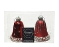 2 db Bell gömb, Decoris, 6,5x8 cm, üveg, piros