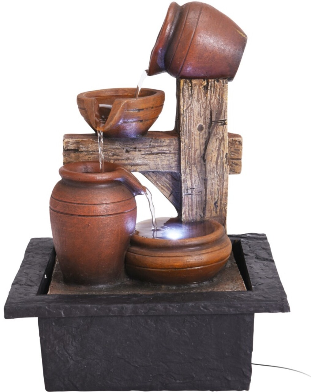 Amphora right Díszkút, 21.5x19x28.8 cm, poliszton, fekete/barna
