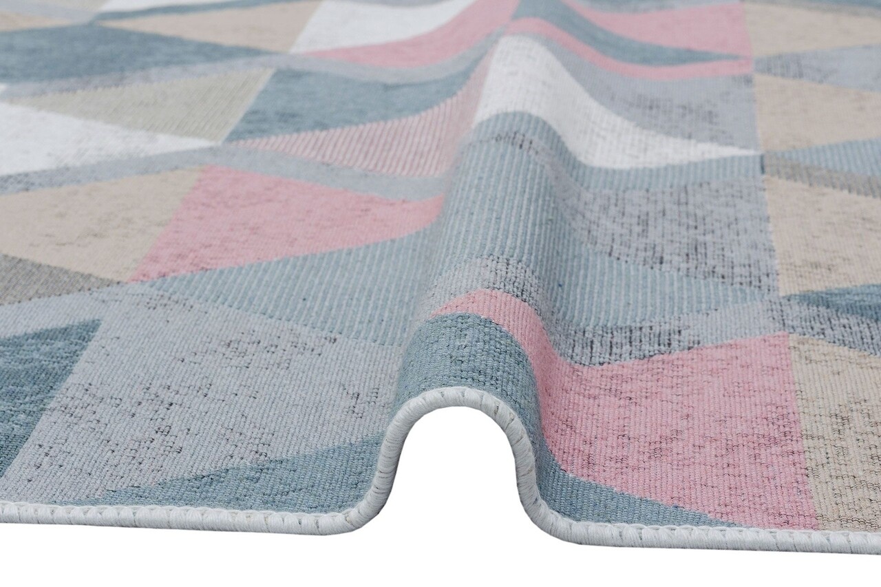 Kilim Szőnyeg 2 Oldallal, Arya 10 Blue / Pink, Baketo, 100% újrahasznosított Pamut, 80x150 Cm