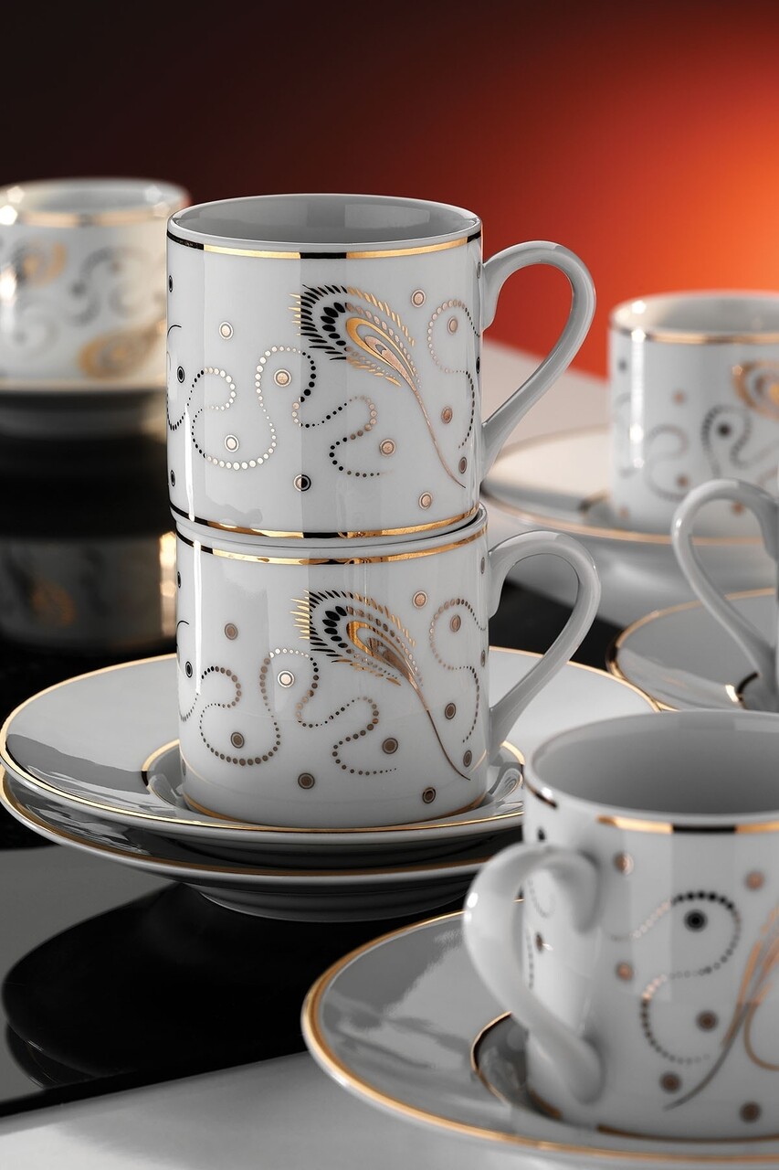 Kutahya porselen kávés készlet, ru12kt4307050, 12 darabos, porcelán