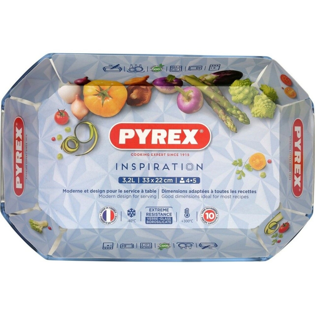 Téglalap Alakú Váza, Pyrex, Inspiration, 22 X 33 Cm, 3,2 L, Hőálló üveg