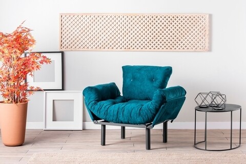 Nitta Single Kihúzható fotel, Futon,135x70 cm, fém, zöld