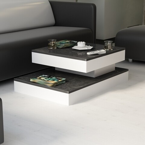 Dohányzóasztal CORIN1, Gauge Concept, 90x32.8 cm, fehér/fekete