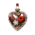 2 db szívüveg virág gömb, díszített, Ø8 cm, üveg, sokszínű