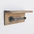 Evila Originals WC papírtartó polccal, 30x12x14 cm, lucfenyő, barna/fekete