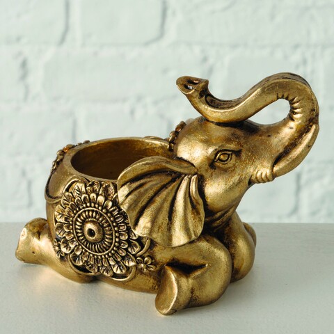Elephant Tromina V2 Gyertyatartó, Boltze, 12x8x10 cm, poligyanta