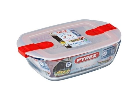 Pyrex Cook & Heat Ételtéroló fedővel, 1,1 L, edzett üveg