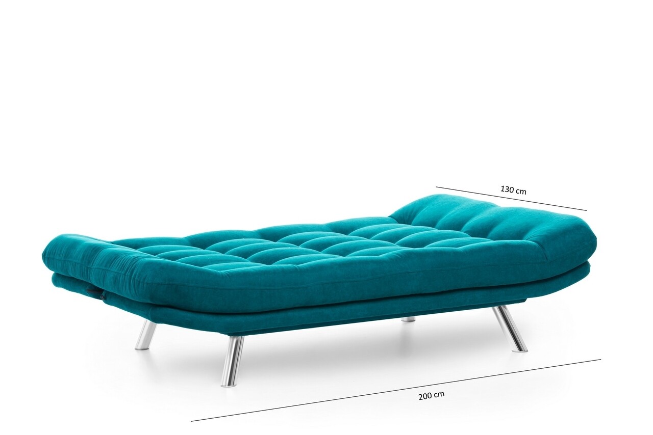 Misa Sofabed Kihúzható Kanapé, Futon, 3 Személyes, 198x128 Cm, Fém, Zöld