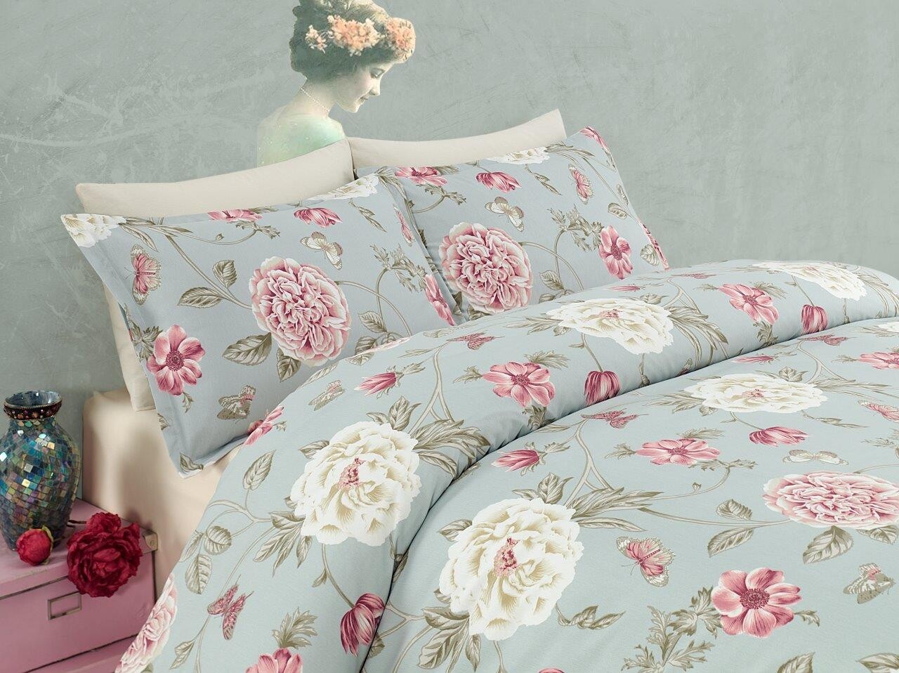 King Kétszemélyes ágynemű, 3 darabos, 220x240 cm, kevert pamut, Eponj Home, Sandiego, mentaszín