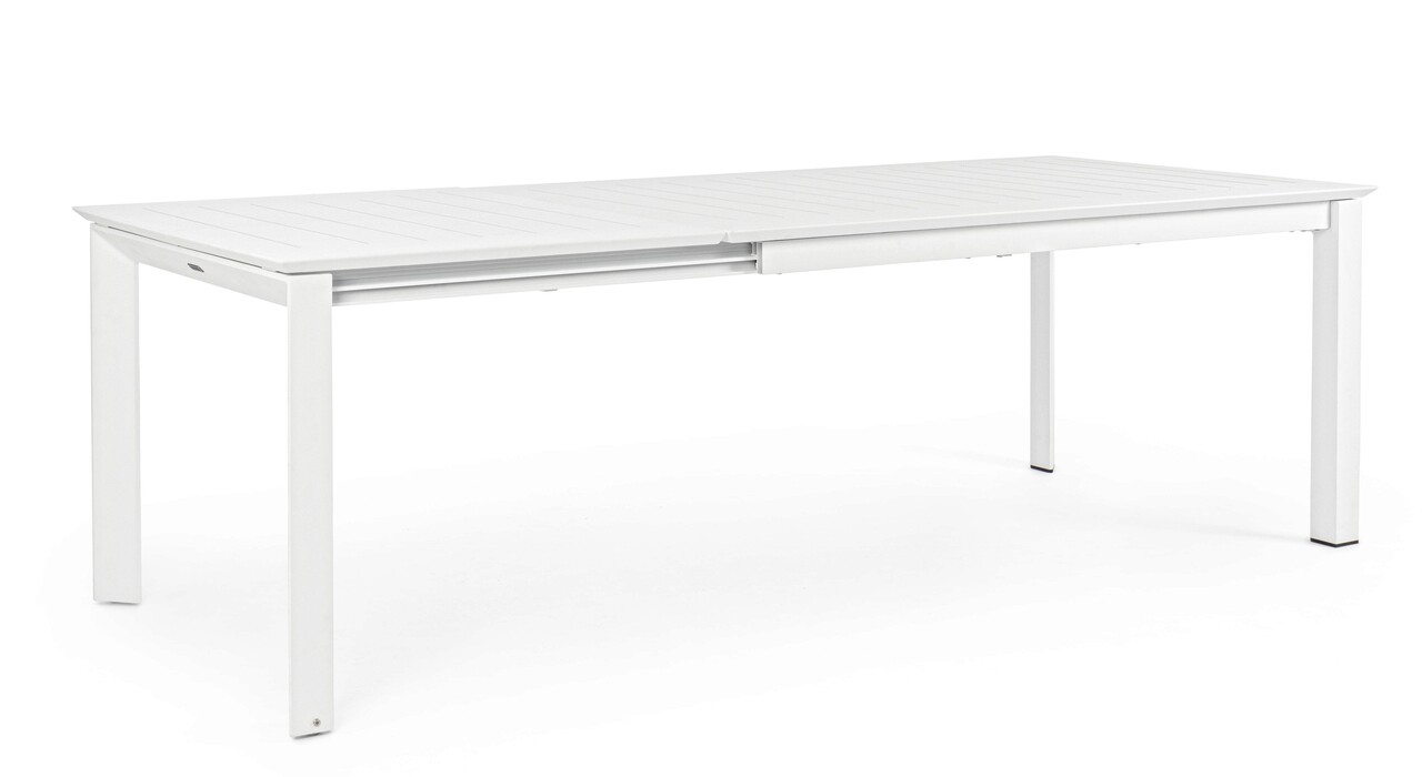 Konnor kerti/terasz kihúzható asztal, bizzotto, 160/240 x 100 x 76 cm, alumínium, fehér