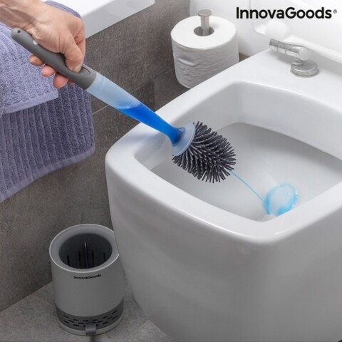 WC kefe szappanadagolóval, Bruilet InnovaGoods, öntapadós fali tartó, 10x45 cm