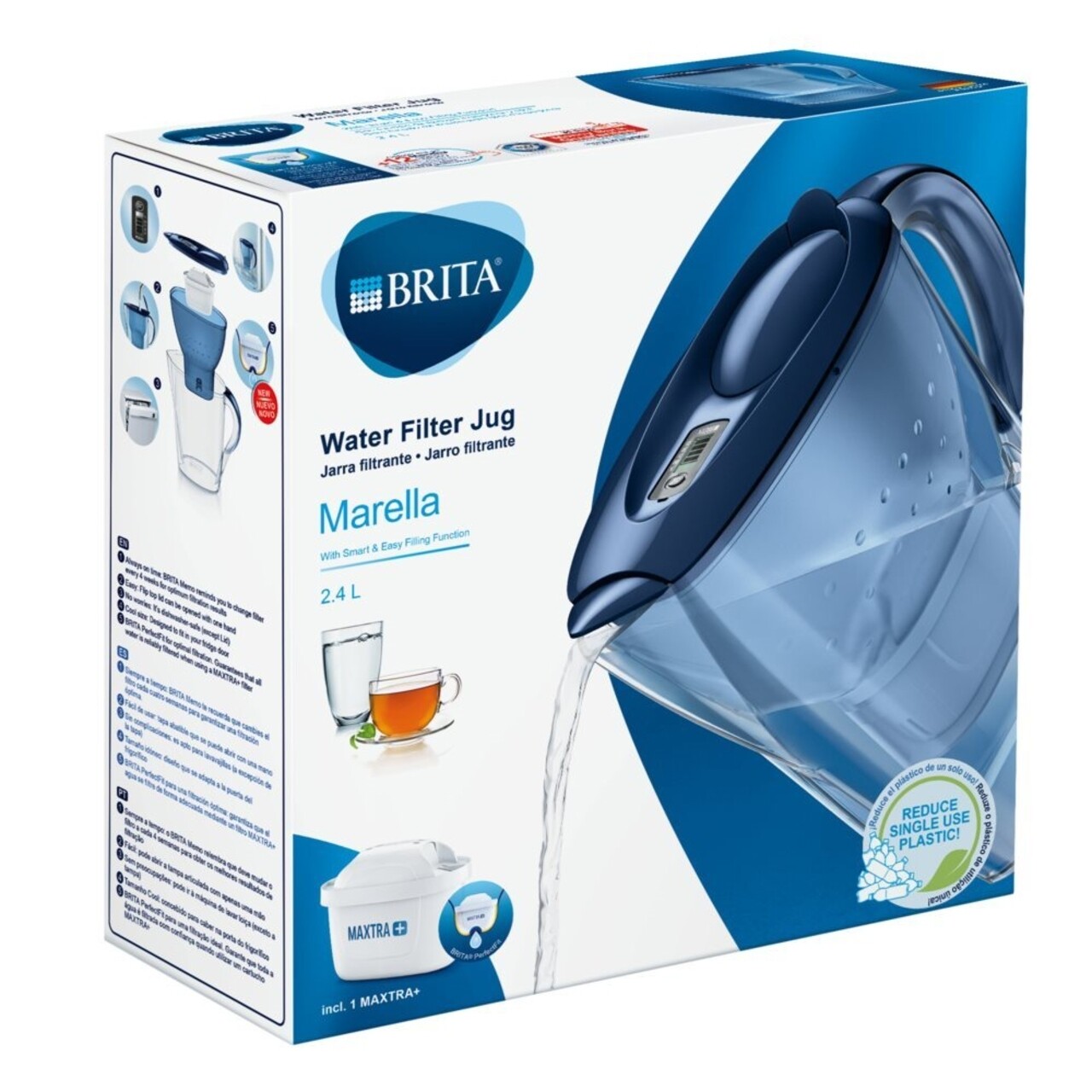 Brita Szűrőpohár, Marella XL MAXTRA +, Műanyag, 2.4 L, Kék