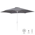 Thais Kerti/terasz napernyő, Ø350 cm, kurblival, oszloppal Ø48 mm, alumínium, szürke