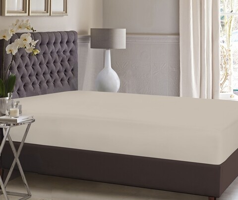 Bedora elasztikus ágynemű, 90x200 cm, ranforce pamut, bézs színű