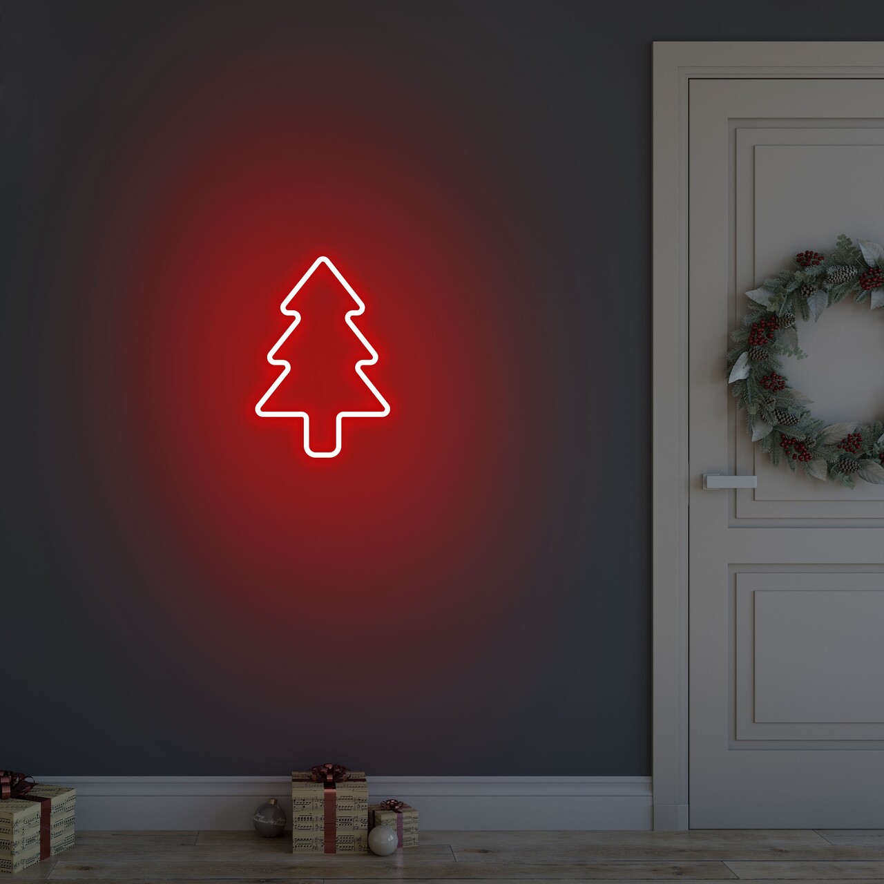 Christmas Pine Fali lámpa, Neon Graph, 21x30x2 cm, piros