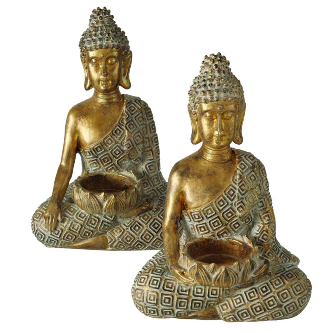 Buddha Makia V2 Gyertyatartó, Boltze, 14x10x21 Cm, Poligyanta