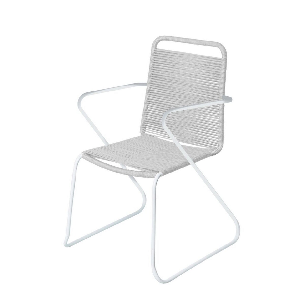 BigBuy Home Antea Kerti szék, 53 x 53 x 88 cm, acél/madzag, világosszürke