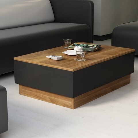 ALSACE1 Dohányzóasztal, Gauge Concept, 90x60x32 cm, mogyoró/fekete
