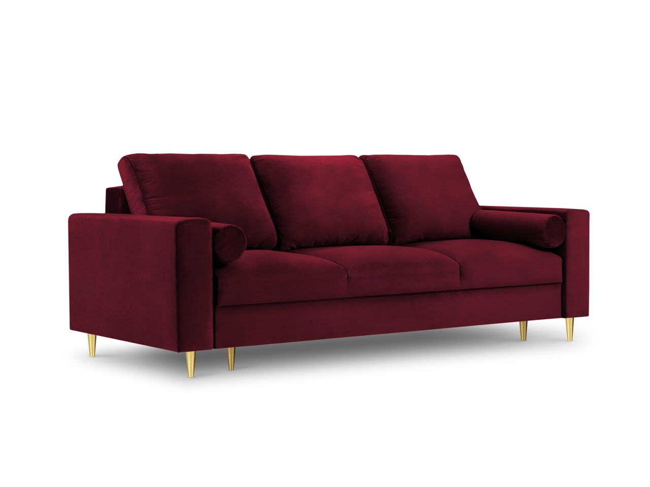 Mimosa Kihúzhatós kanapé, Mazzini Sofas, 3 személyes, tárolóládával, 220x100x92 cm, bársony, piros