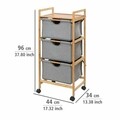 Többszintes támaszték 3 fiókkal Bahari, Wenko, 44 ​​x 96 cm, bambusz / poliészter / pamut, natúr / szürke