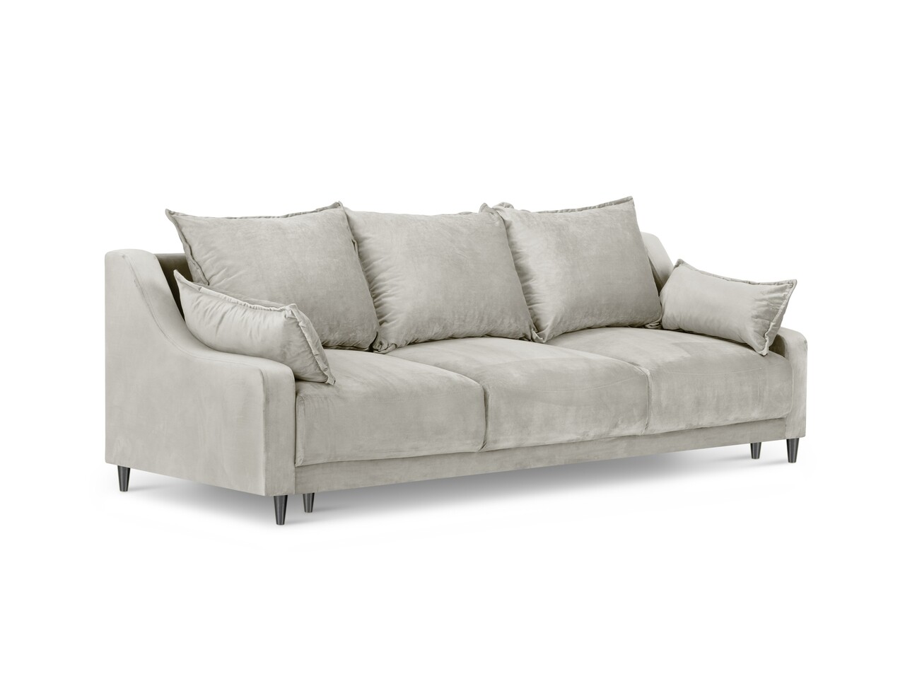 Mazzini sofas kanapéágy, lila, mazzini kanapék, 3 üléses, tárolódobozzal, 215x94x90 cm, bársony, bézs