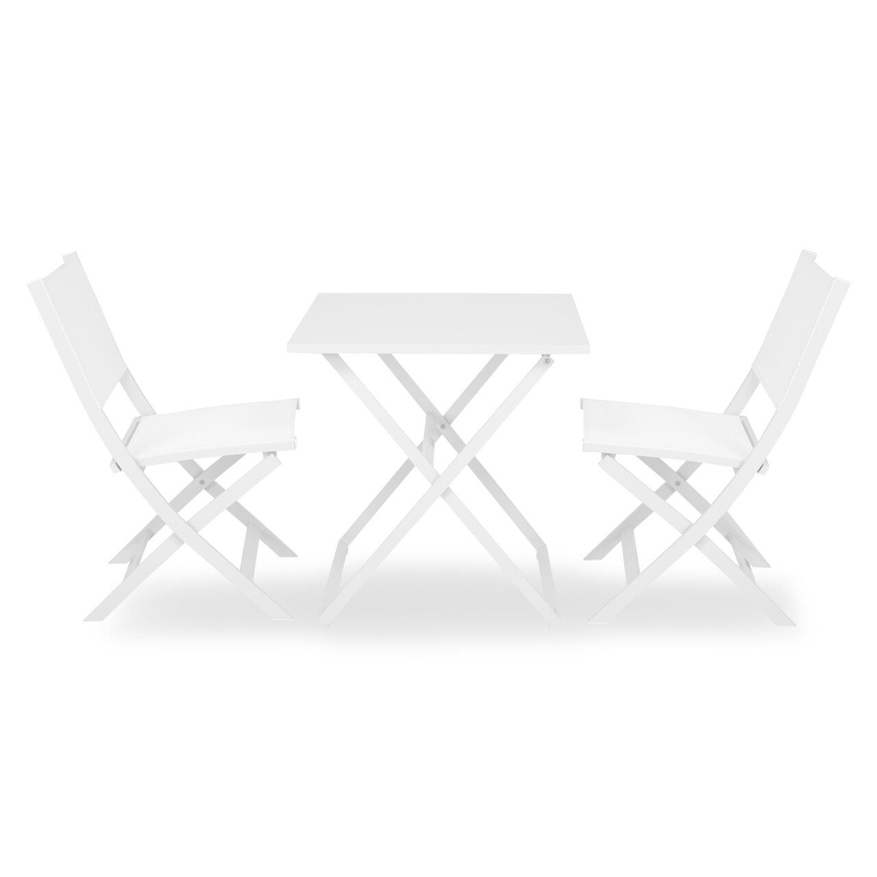 Breeze 2 db Szék és összecsukható asztal, L.70 l.70 H.75 cm, alumínium, fehér