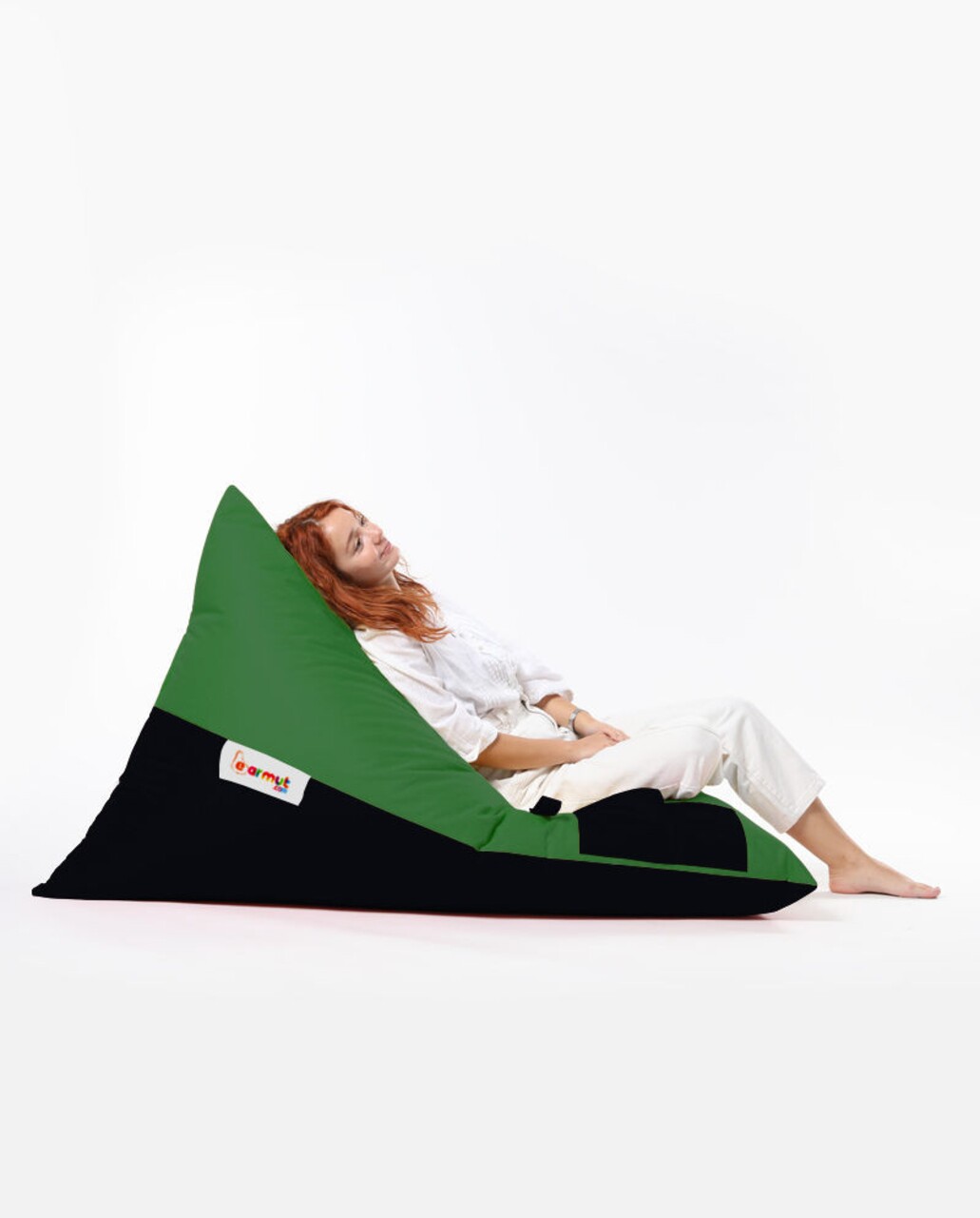 Bean Bag Ferndale Babzsák, Pyramid Double Color, 145 Cm, Vízhatlan Poliészter, Zöld/fekete