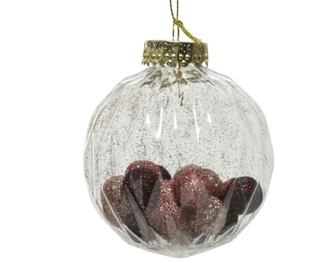 Gömb Mini Bauble, Dekor, Ø8 cm, műanyag, átlátszó / többszínű