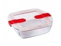 Négyzet alakú edény fedéllel, Pyrex, Cook & Heat, 1 L, hőálló üveg / műanyag