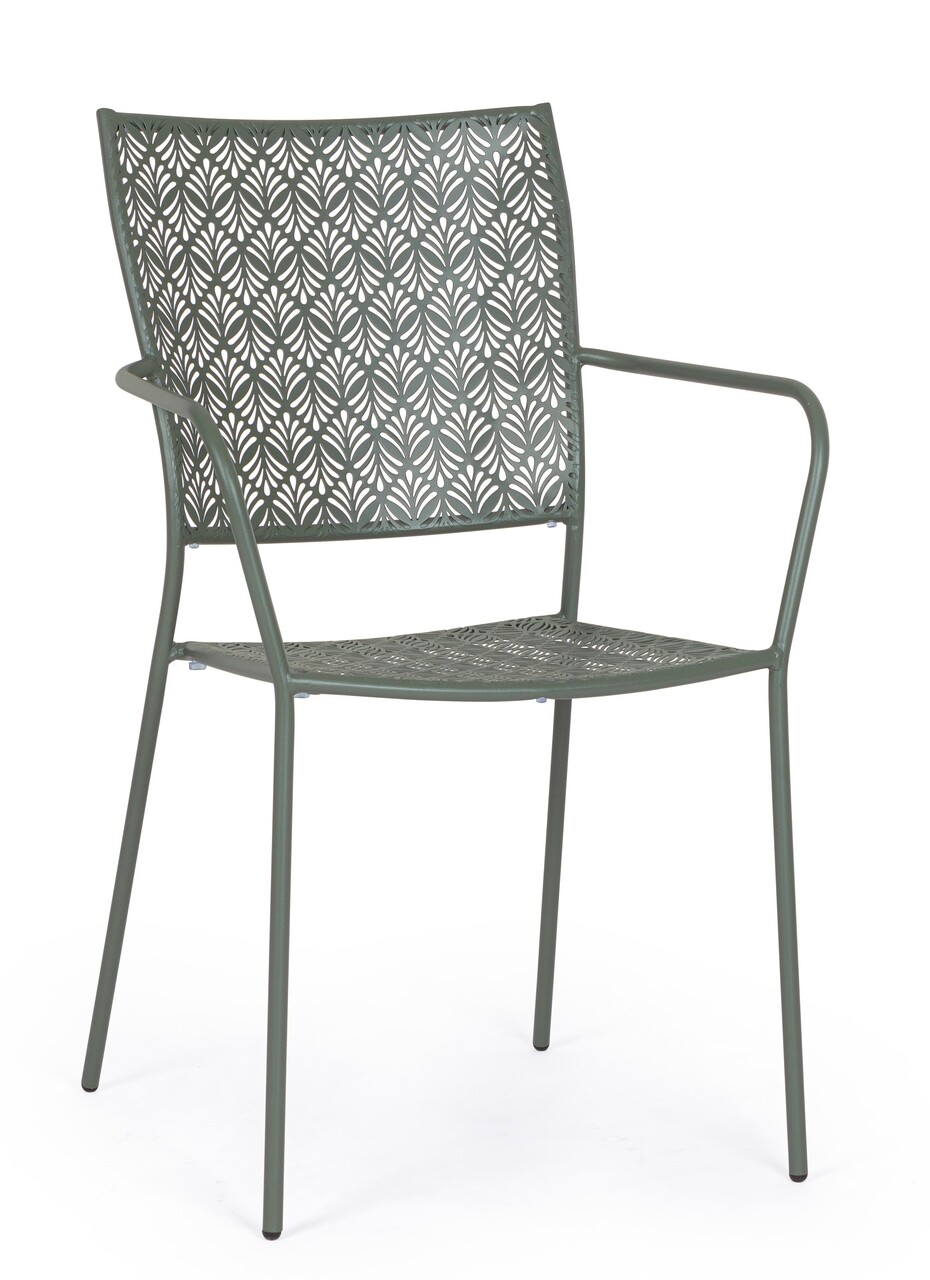 Lizette Kerti szék, Bizzotto, 54 x 55 x 89 cm, kezelt acél kültéri használatra, sötét olajzöld