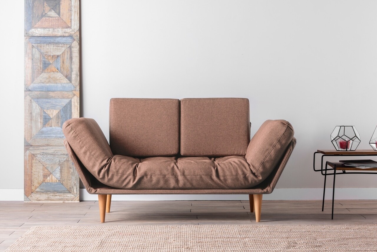Nina Daybed Kihúzható kanapé, Futon, 3 személyes, 200x70 cm, fém, világosbarna