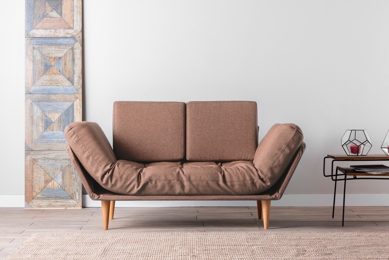 Nina Daybed Kihúzható Kanapé, Futon, 3 Személyes, 200x70 Cm, Fém, Világosbarna