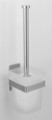 Wenko WC kefe tartóval, Turbo-Loc, Genova Matt, 9 x 35 x 10.6 cm, rozsdamentes acél/üveg