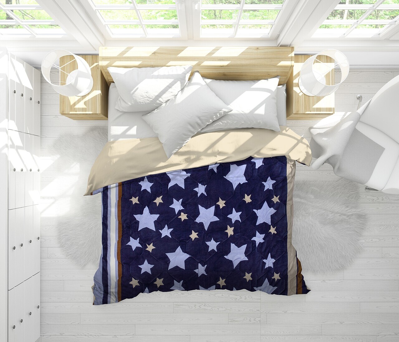 Fleece Stars Paplan, Alcam,140x200 Cm, 250g /nm