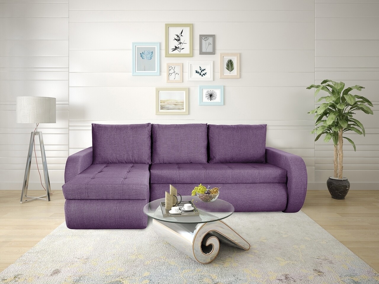 Siena Purple Megfordítható sarokkanapé 243x141x81 cm tárolóládával