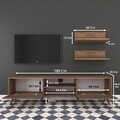 Comoda TV cu 2 rafturi M48 - 1050, Wren, 180 x 35 x 48.6 cm/60 cm, walnut