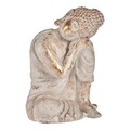 Buddha Dekoráció, Ibergarden, 28.5x43.5x37 cm, poligyanta, fehér/ezüstszín